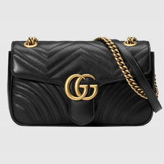 Black Shoulder Bag with Golden Chain