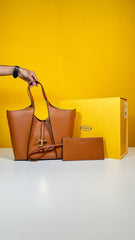 Timeless Premium Quality Leather Bag With Extra Pouch & OG Magnetic Box With Dust Bag (Tan - 446)