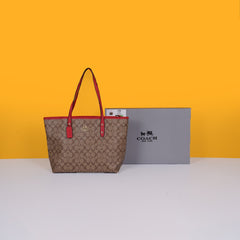 signature city tote bag with og box & dust bag (mustard-red)