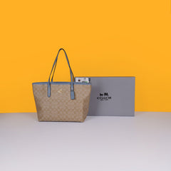 Signature city tote bag with og box & dust bag (mustard-blue)