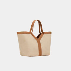 Premium Canvas Tote with a pouch (Beige-brown )